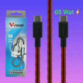 کابل شارژ65واتی Vsmart دوسرType C کنفی اورجینال پکدار