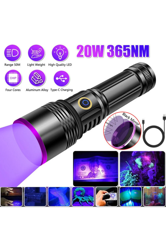 چراغ قوه UV مدل 20 وات LED شارژی بار آمازون پر قدرت