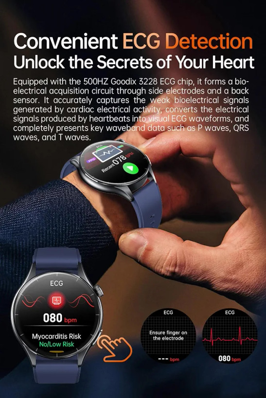 ساعت هوشمند Marsyu ET458 با عملکردECG/HRV بار آمازون
