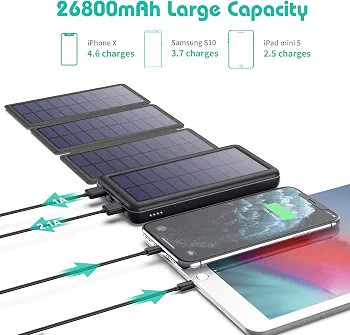 پاوربانک ۲۶۸۰۰میلی آمپر با صفحه خورشیدی مدلHX160S5 بارآمازون
